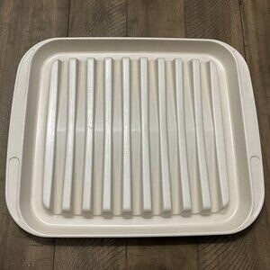 Tupperware Ultra 21 Ovenware Microwave Large Roasting Bacon Rack Almond 1785